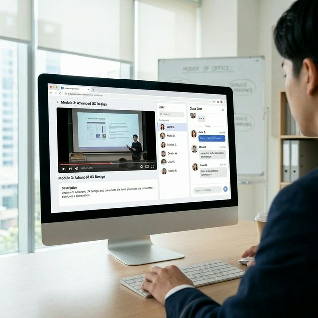Edbase学習画面：動画の横でAIロールプレイが同時進行