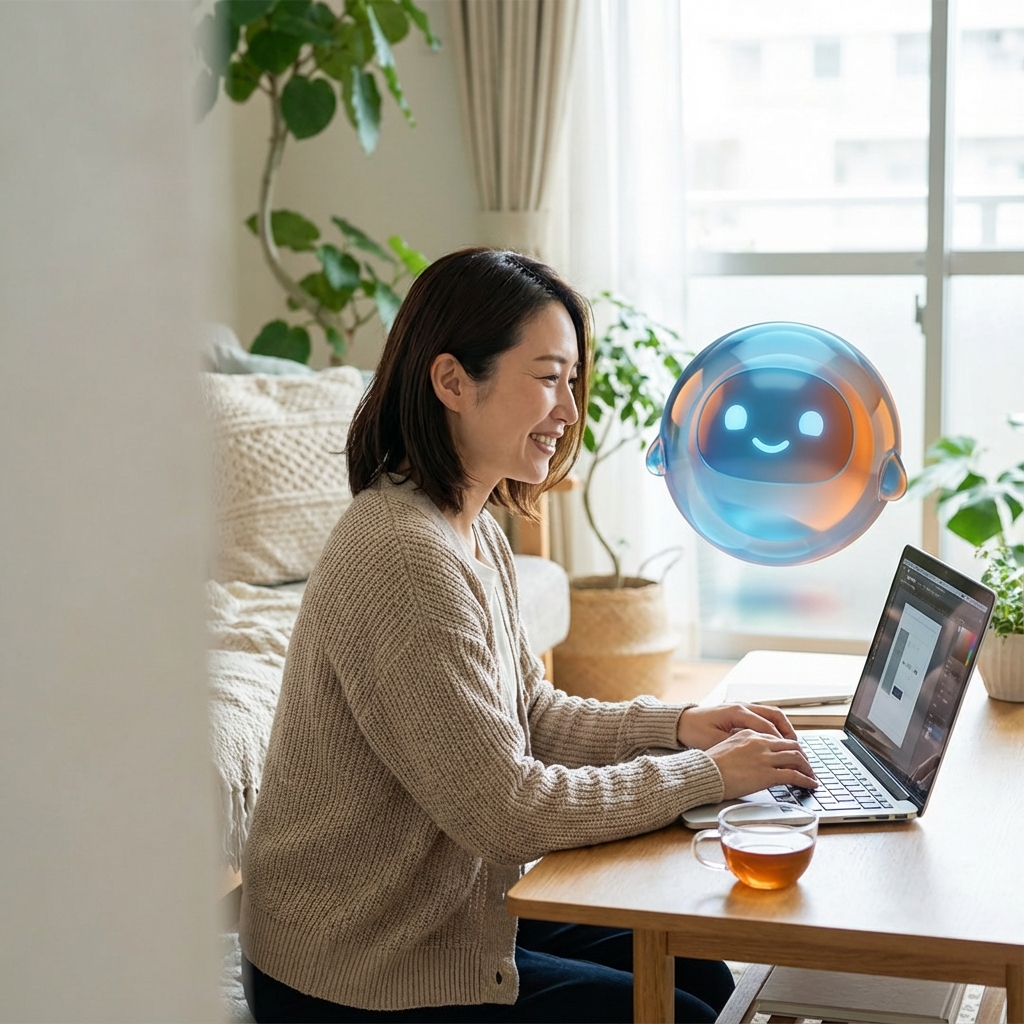 AIパートナーと協力して楽しく働く様子